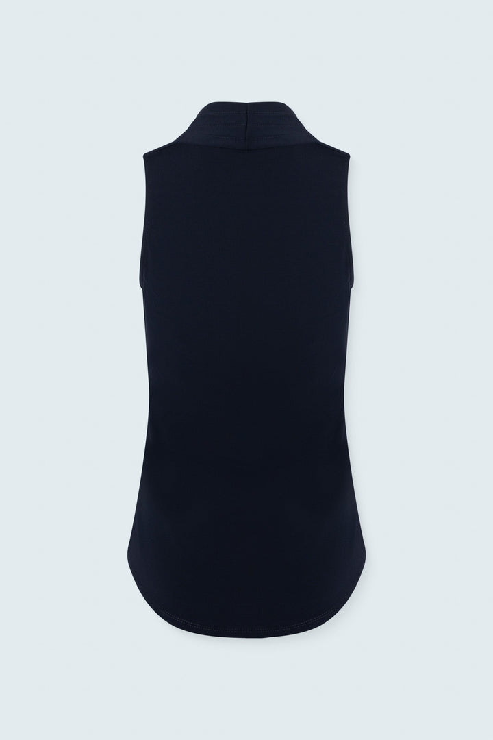 Matte Jersey Sleeveless Pleated V Neck Top
