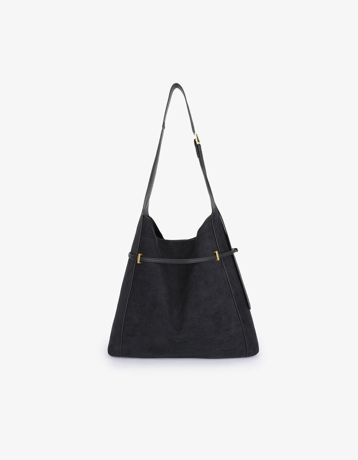 Kennedy Shoulder Faux Suede Bag - Black