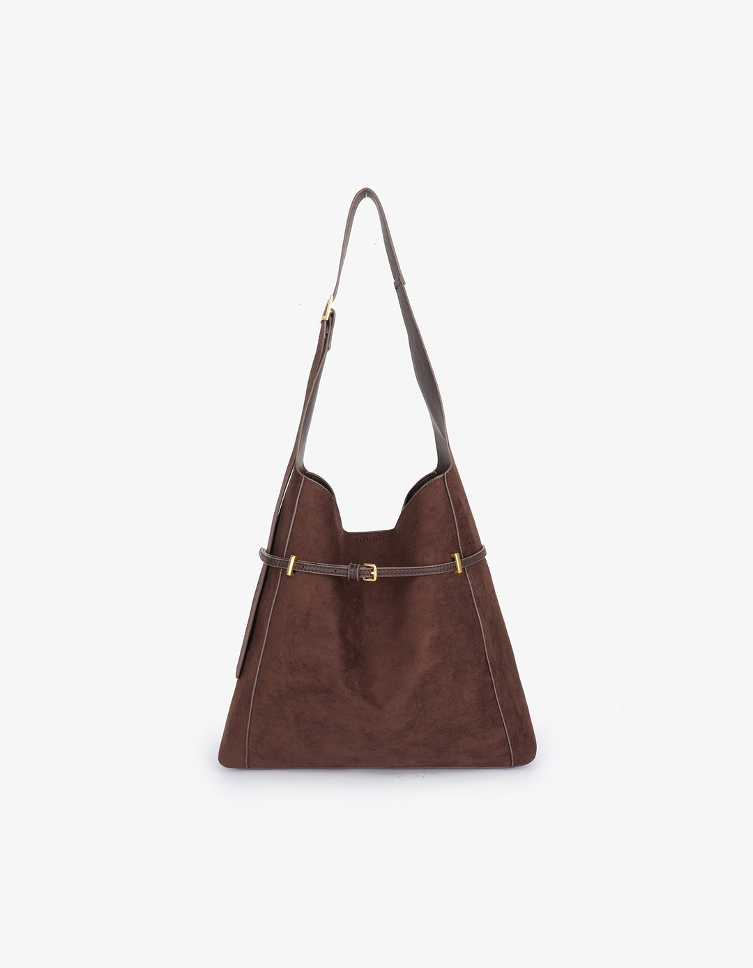 Kennedy Shoulder Faux Suede Bag - Chocolate