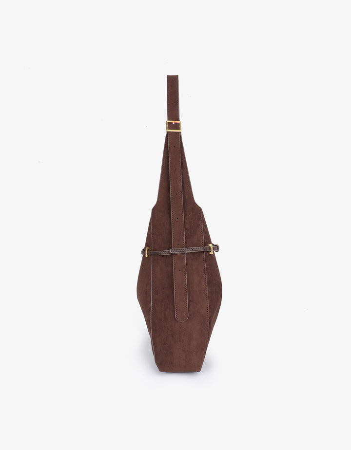 Kennedy Shoulder Faux Suede Bag - Chocolate