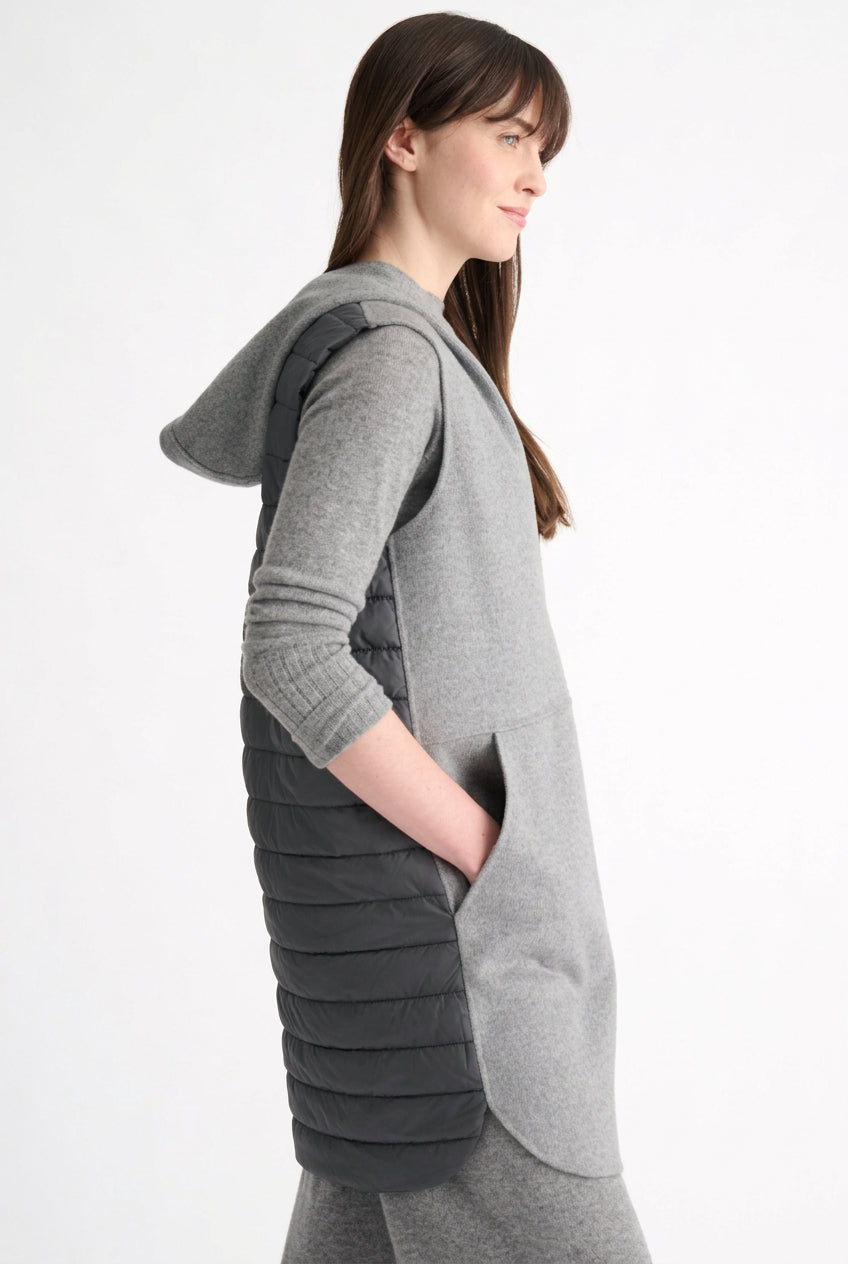 Quilted Sleeveless Zip Hoodie
