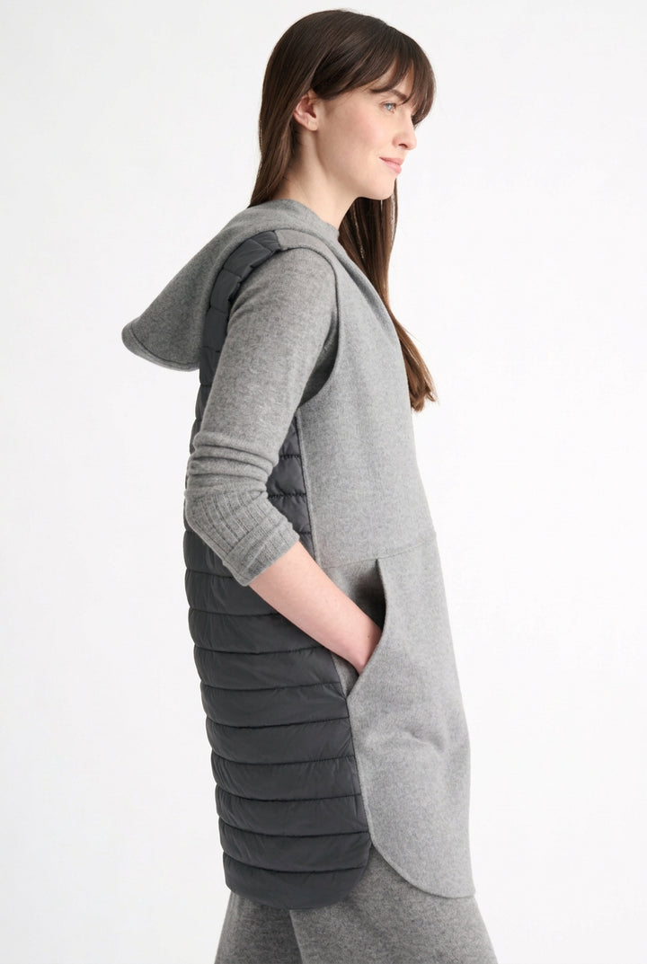 Quilted Sleeveless Zip Hoodie