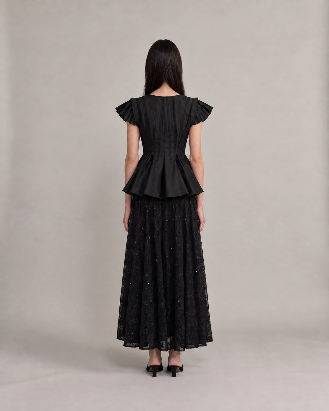 Lace Sequin Skirt - Black