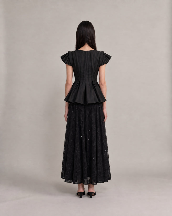 Lace Sequin Skirt - Black