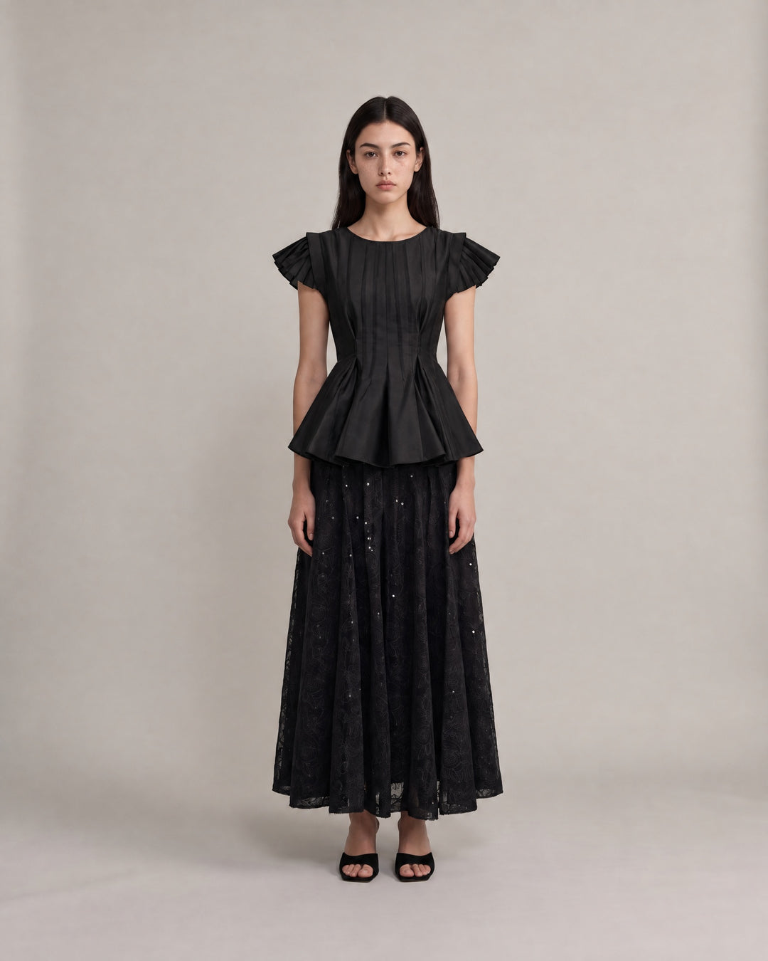 Lace Sequin Skirt - Black