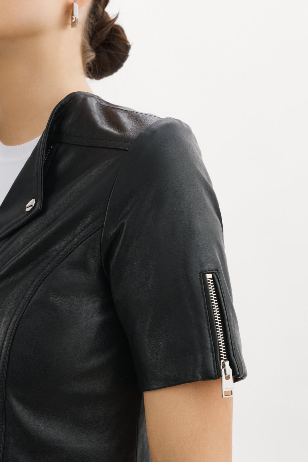 Kirsi Cropped Biker Jacket - Black