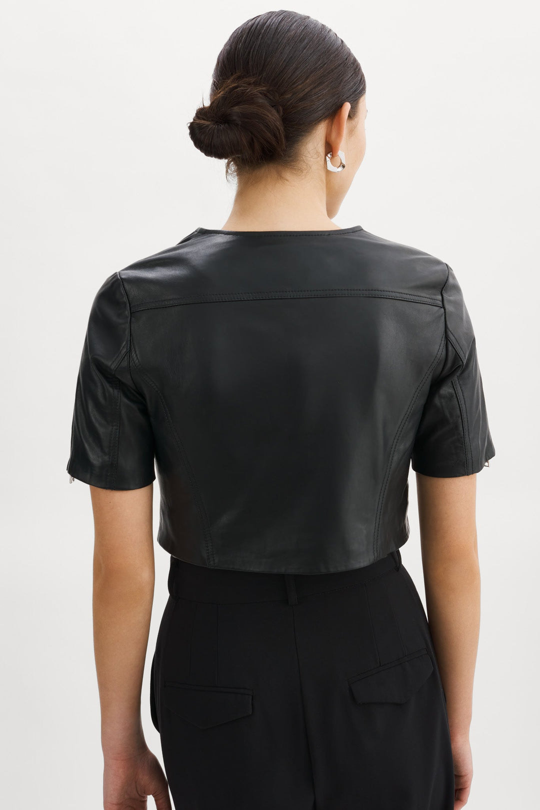 Kirsi Cropped Biker Jacket - Black