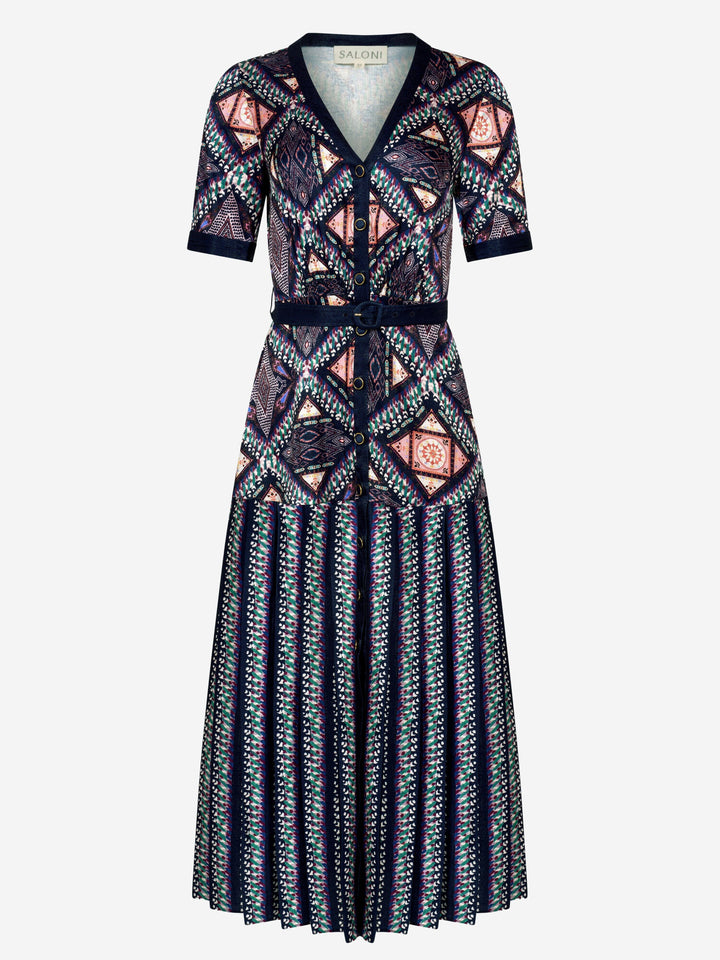 Lea Shirt C Dress - Compass Navy Ikat