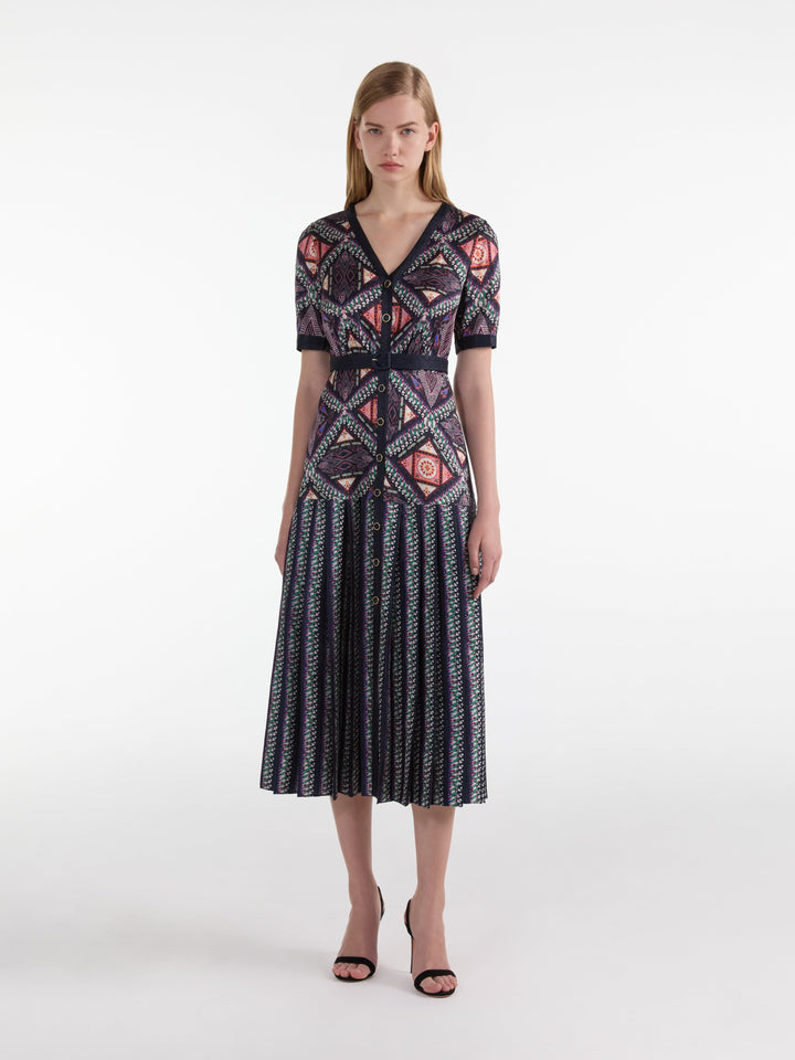 Lea Shirt C Dress - Compass Navy Ikat