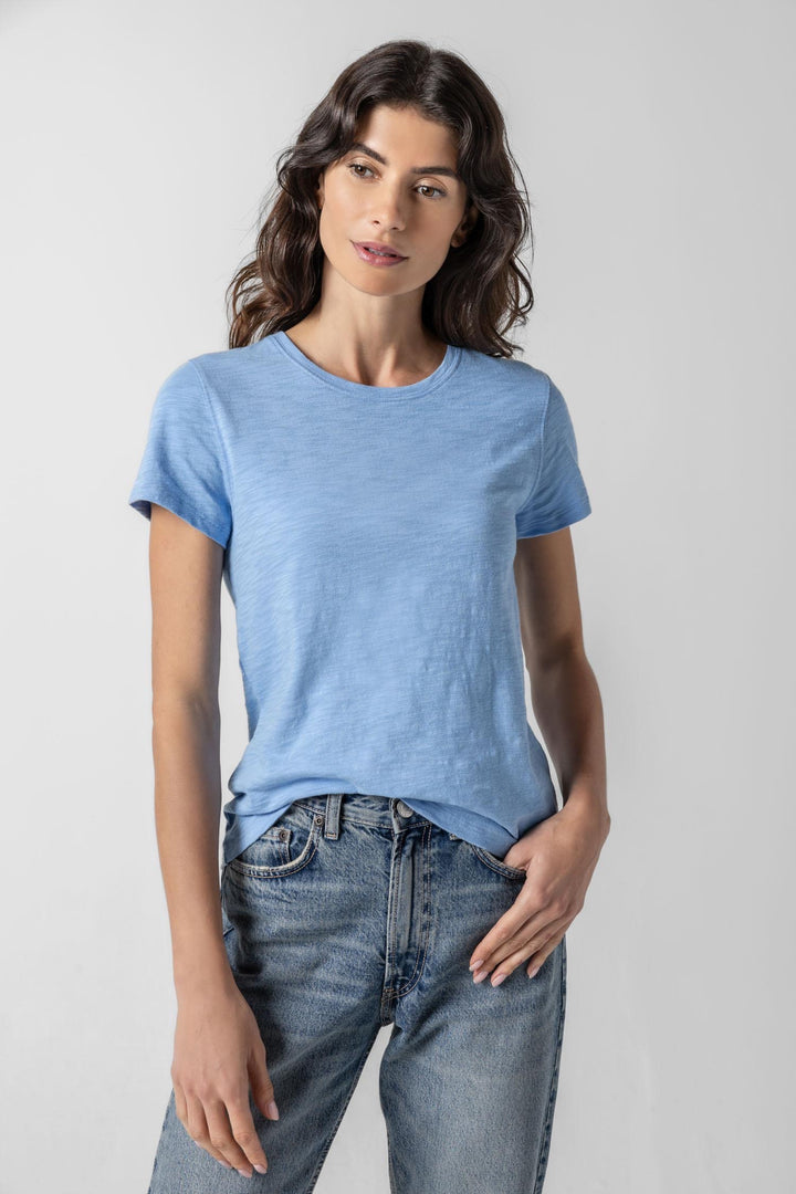 Short Sleeve Back Seam Crew Neck Tee - Malibu