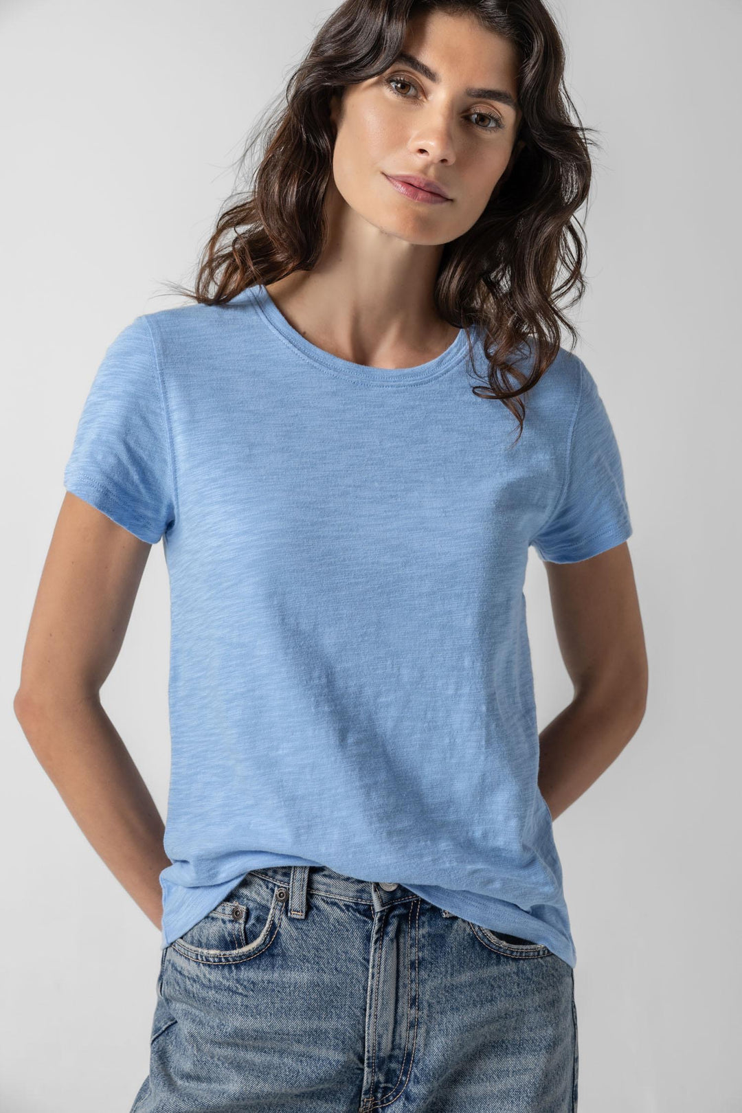 Short Sleeve Back Seam Crew Neck Tee - Malibu