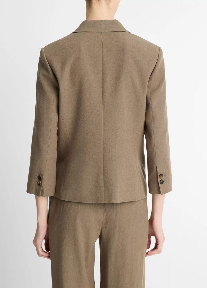 Linen-Blend Shrunken Blazer