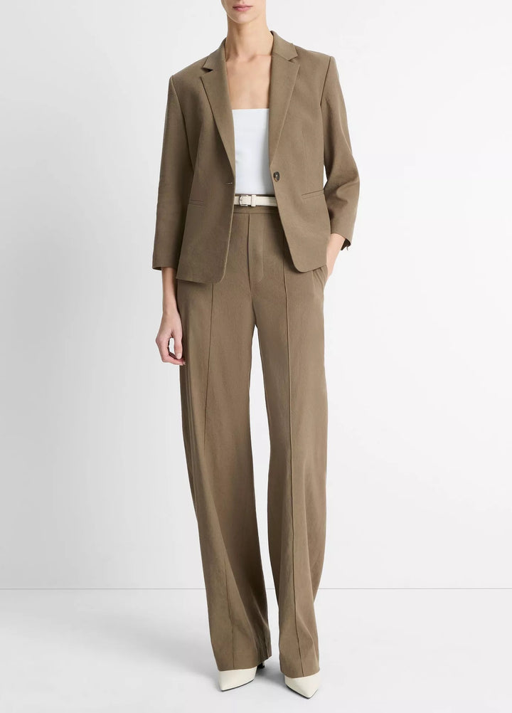 Linen-Blend Shrunken Blazer