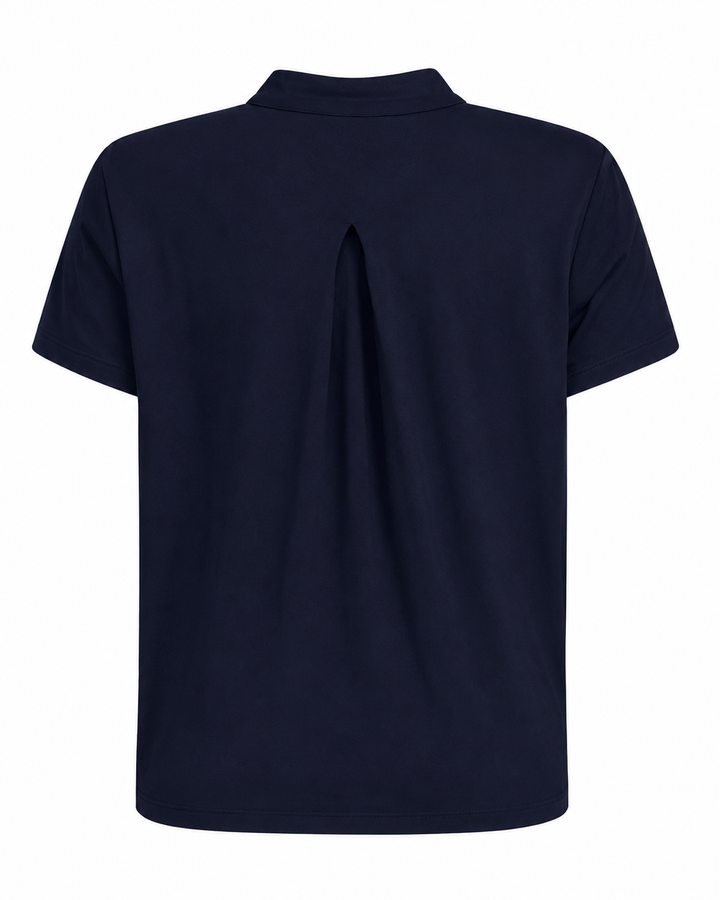 Soft Touch Short Sleeves Pleat Back Shirt - Marine