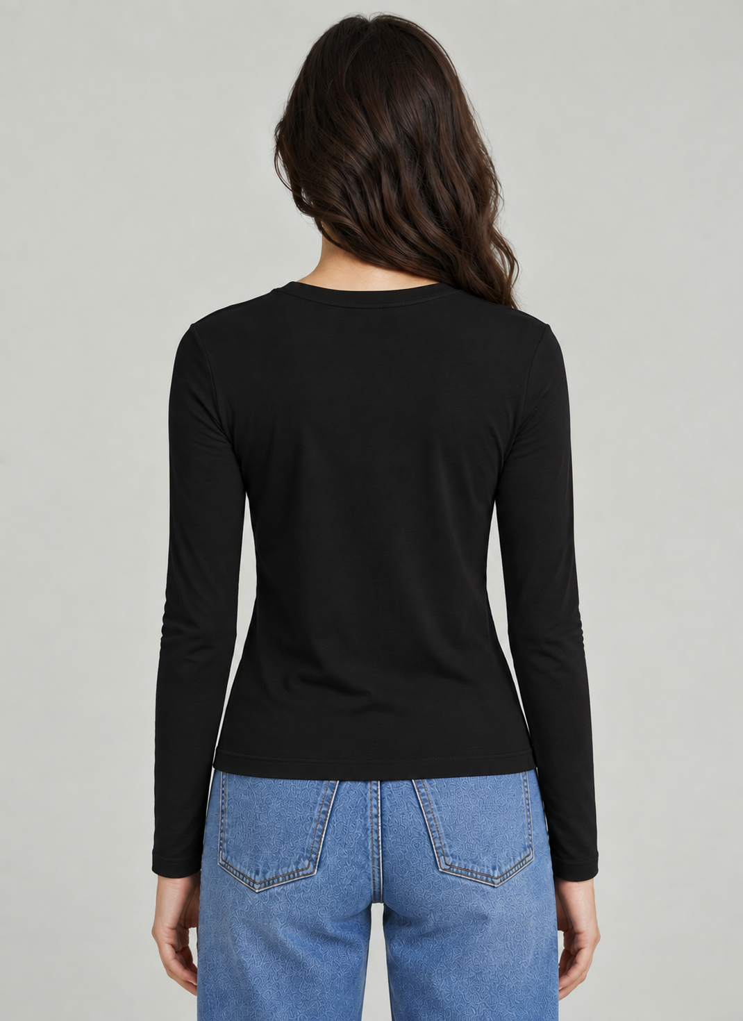 Soft Touch Cropped Long Sleeve Crewneck T-Shirt