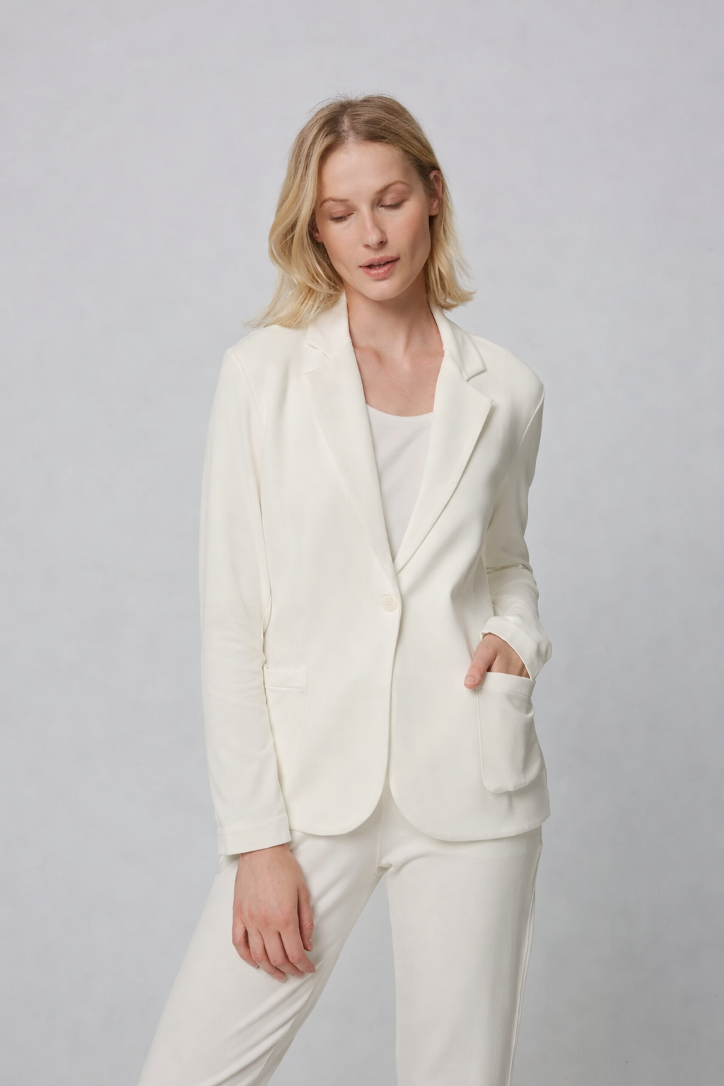 French Terry Looped One-Button - Cream