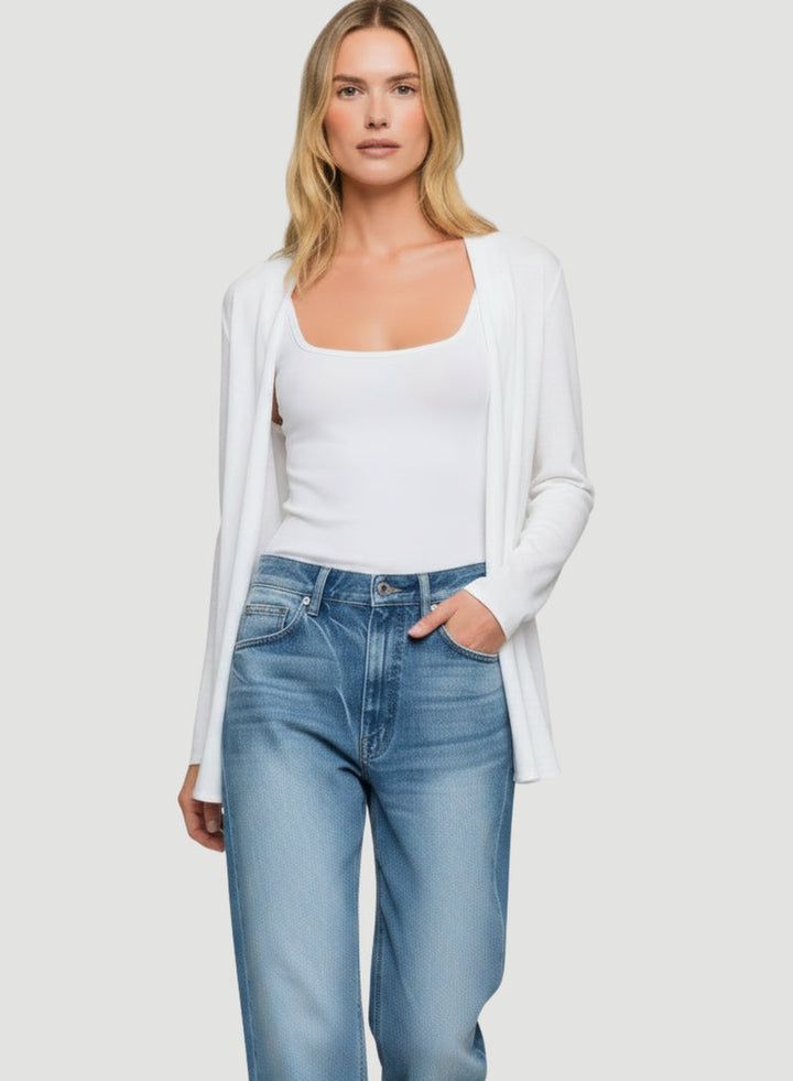 Stretch Linen Open Cardigan