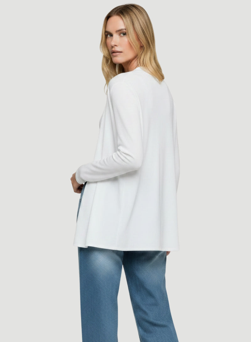 Stretch Linen Open Cardigan