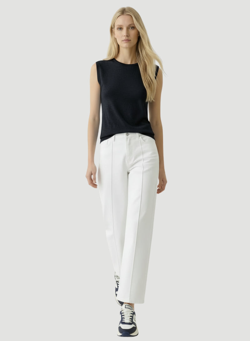 100% Machine Washable Cashmere Sleeveless Crewneck T-Shirt
