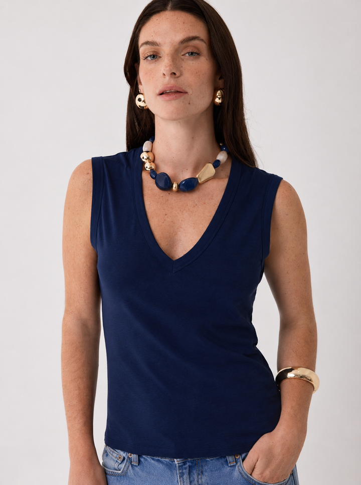 Cotton Silk V-neck Tank