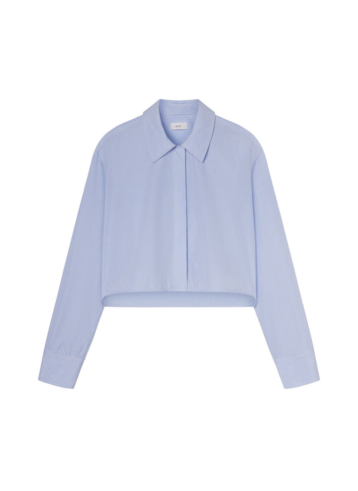 Maude Cropped Cotton Shirt - Light Blue