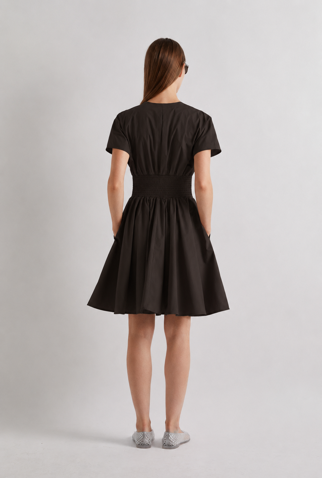 Double Buckle Short Dress - Brown