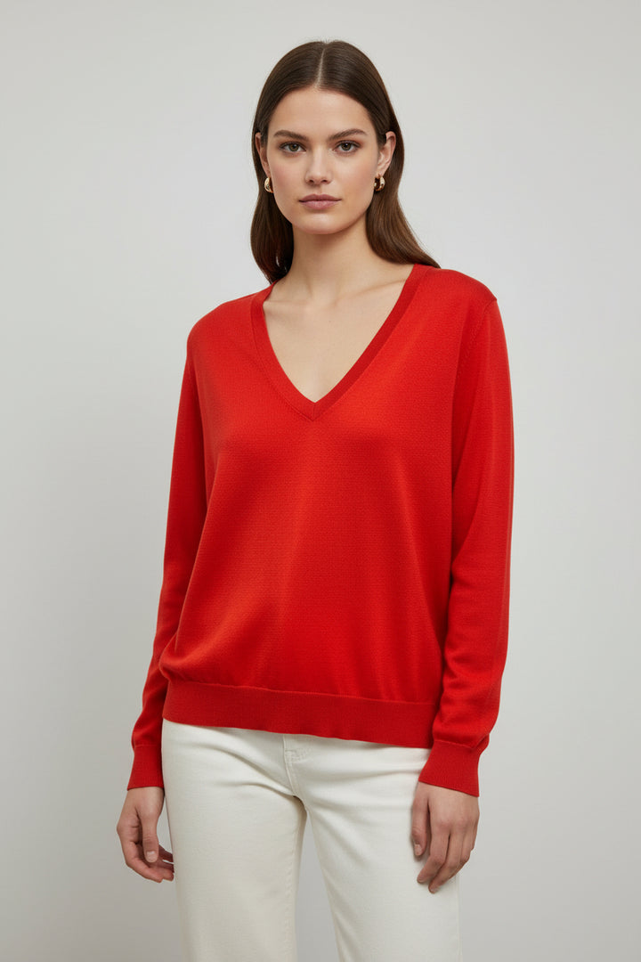 Cotton V Neck Sweater