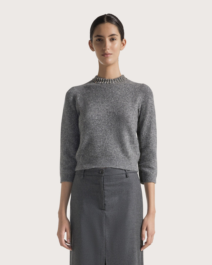 Diamond Collar Sweater - Grey