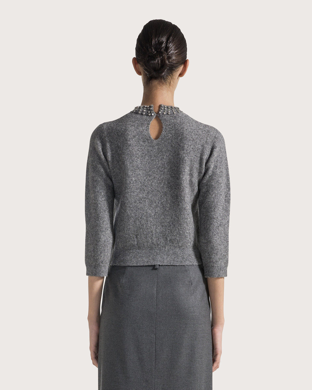 Diamond Collar Sweater - Grey
