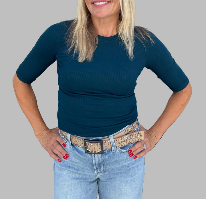Maeve Cropped Ribbed Tee