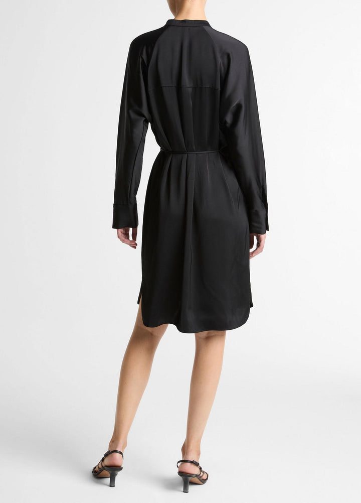 Matte Satin Band-Collar Dress