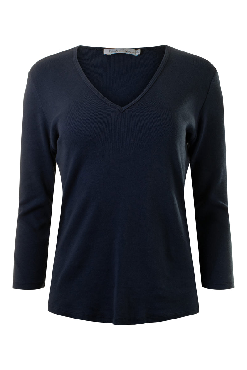 Adele Long Sleeve V Neck Tee in Admiral