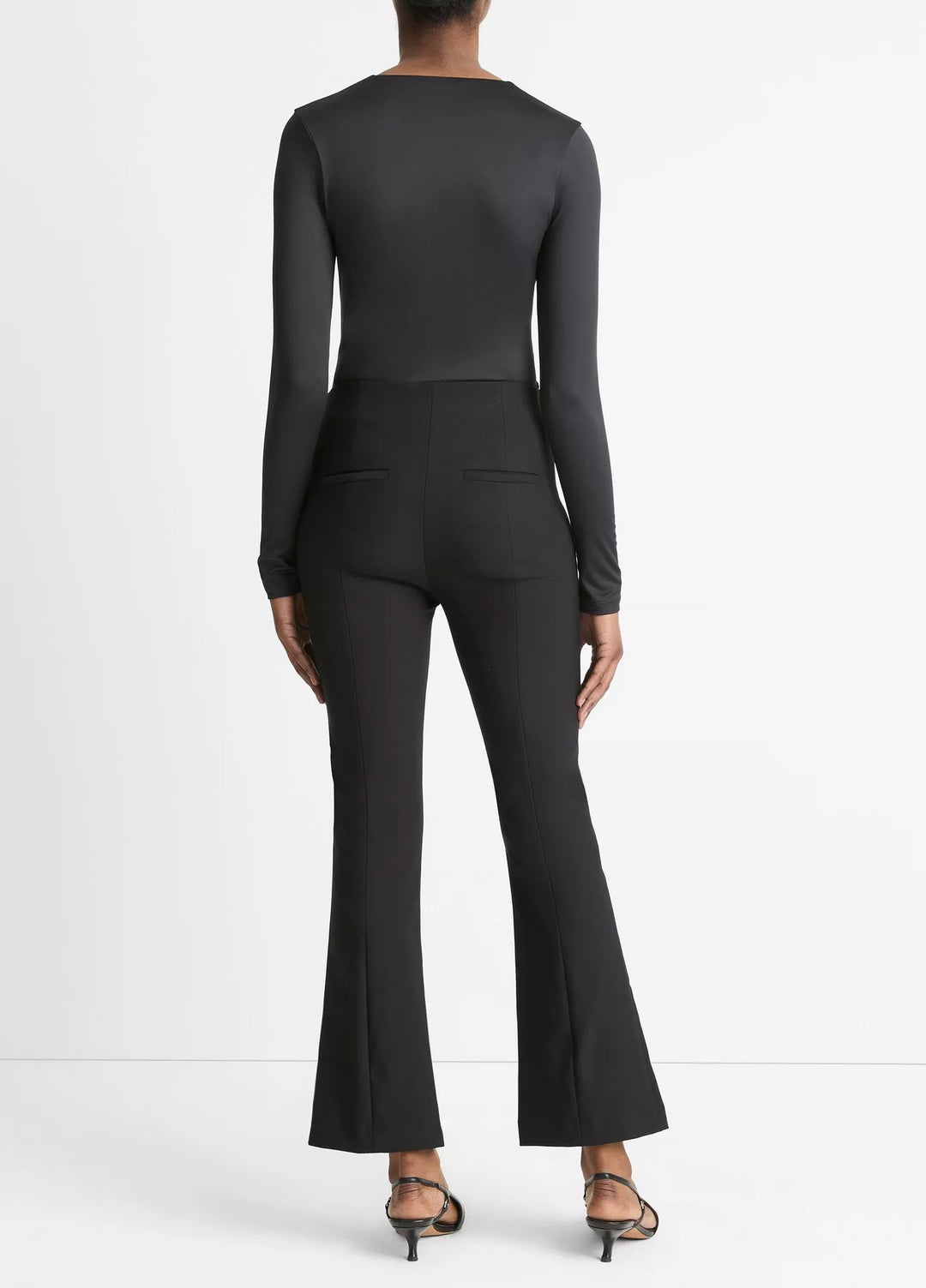 Mid-Rise Pintuck Crop Flare Pant