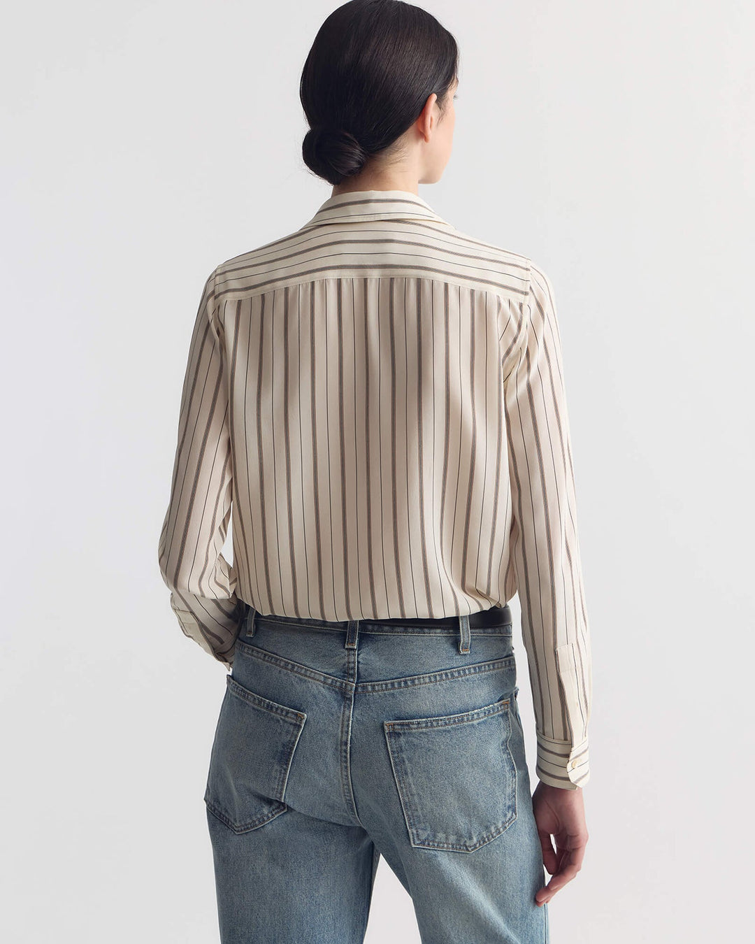 Gaia Slim Silk Shirt - Brandy Stripe