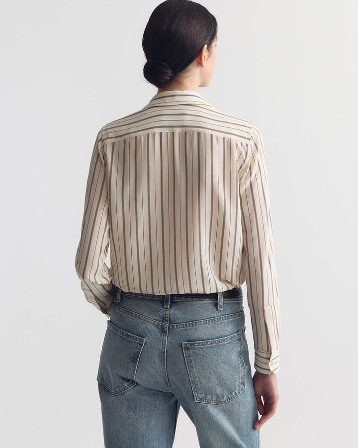 Gaia Slim Silk Shirt - Brandy Stripe