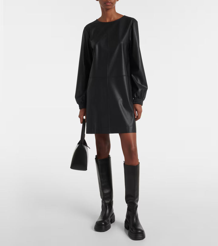 Pepe Long Sleeve Faux Leather Shift Dress