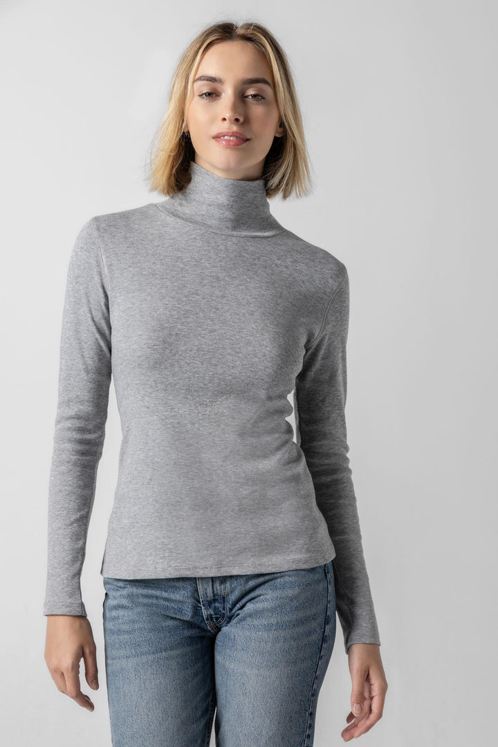 Longsleeve Turtleneck Tee - Heather Grey