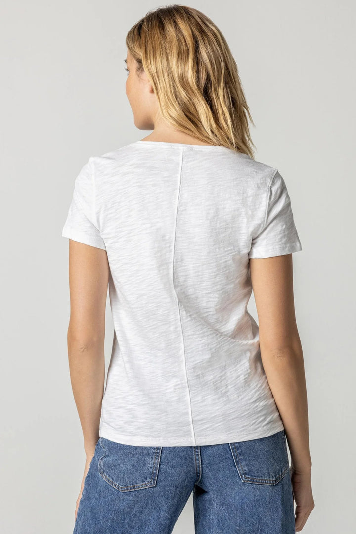 V-Neck Short Sleeve Back Seam Tee