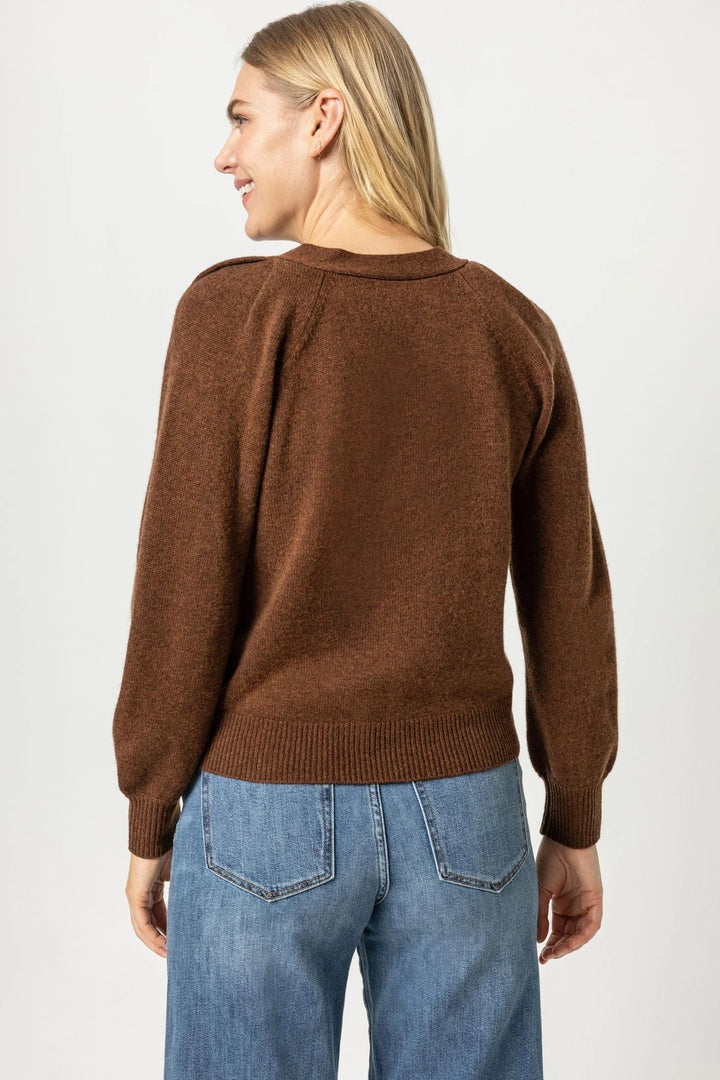 Wide Trim V Neck Sweater