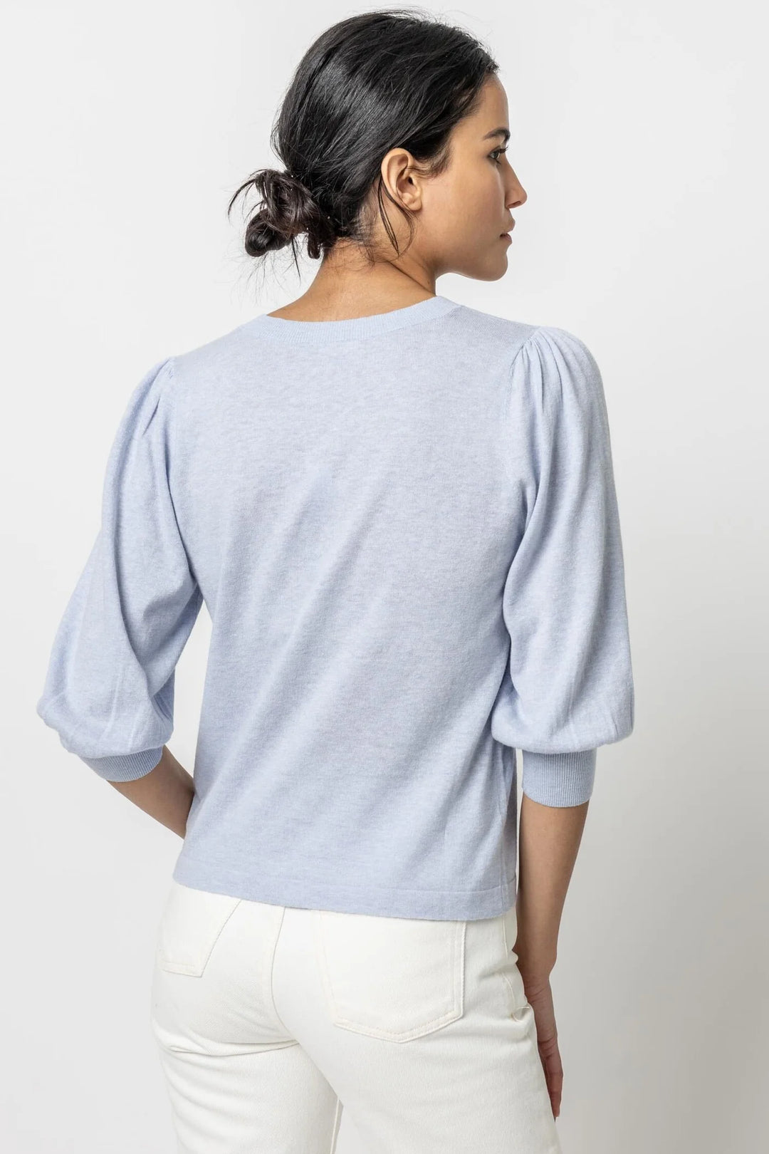 Puff Sleeve V-Neck Sweater