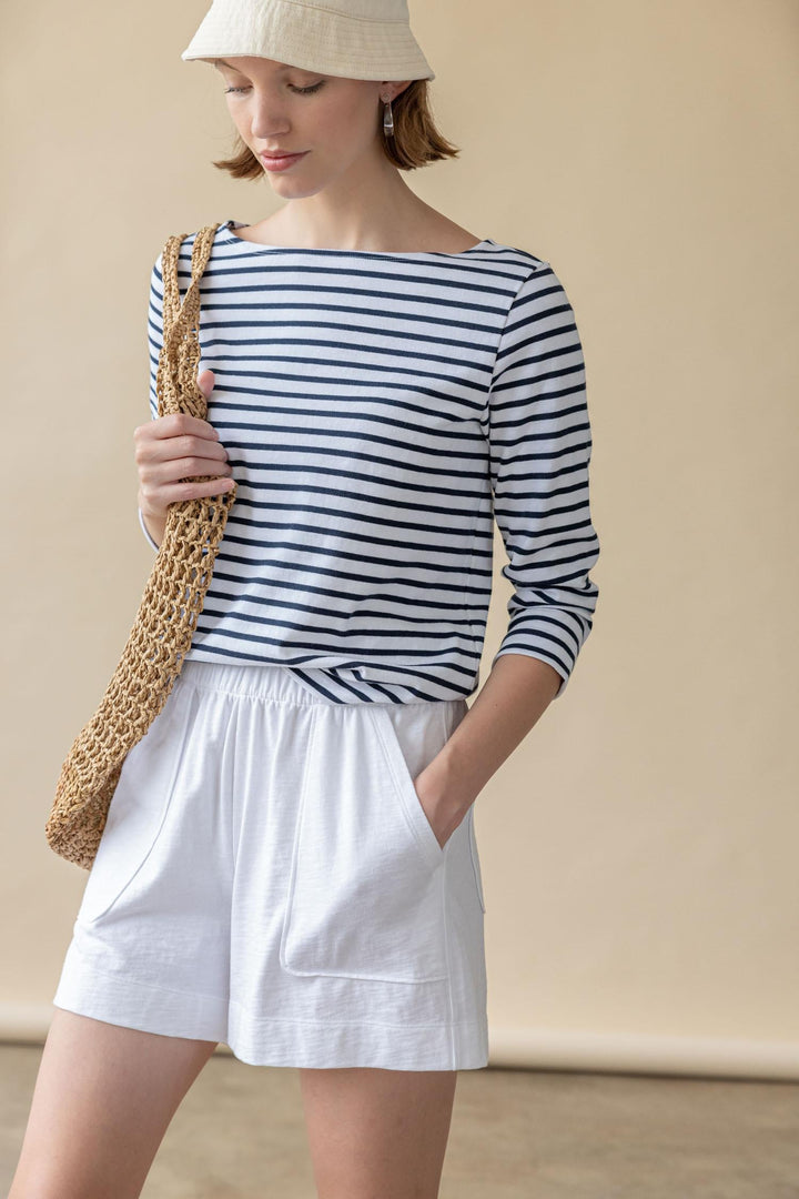 French Boatneck Top - Kelp Stripe