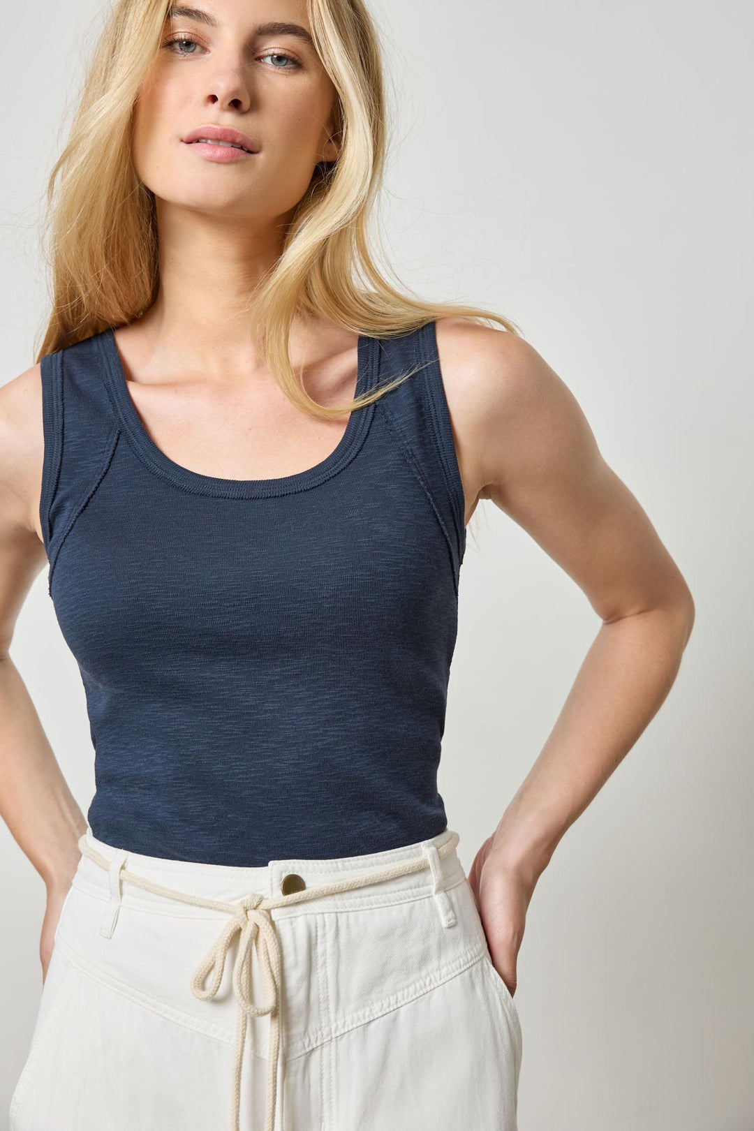 Wide Stripe Tank - Navy