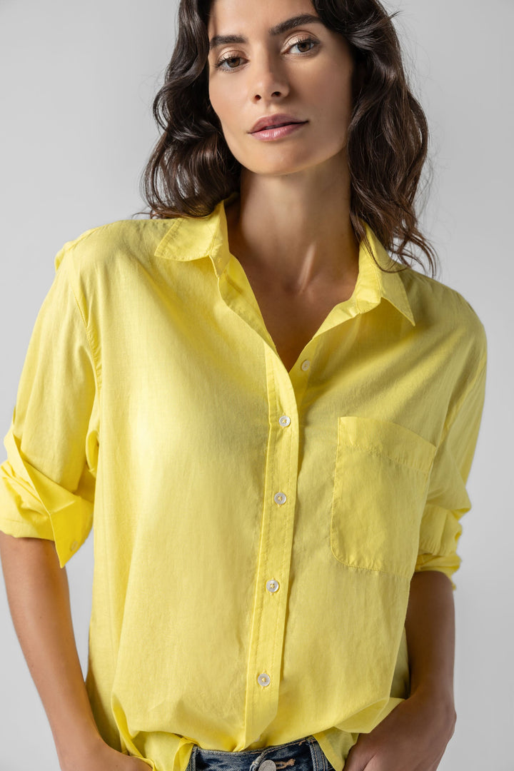 Relaxed Long Sleeve Button Down Shirt - Lemon