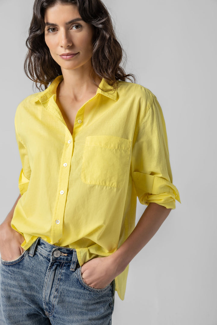 Relaxed Long Sleeve Button Down Shirt - Lemon