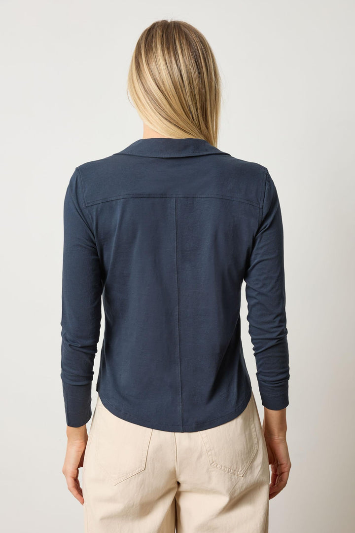Split Collar Button Down - Navy