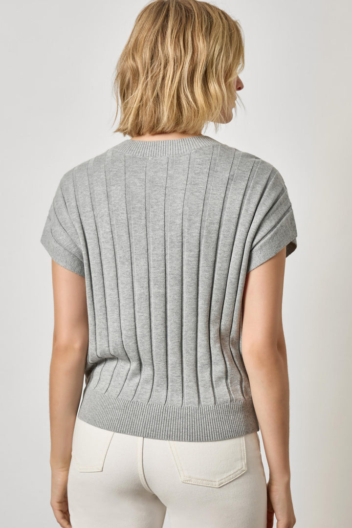 Wide Rib Wedge V-Neck Sweater