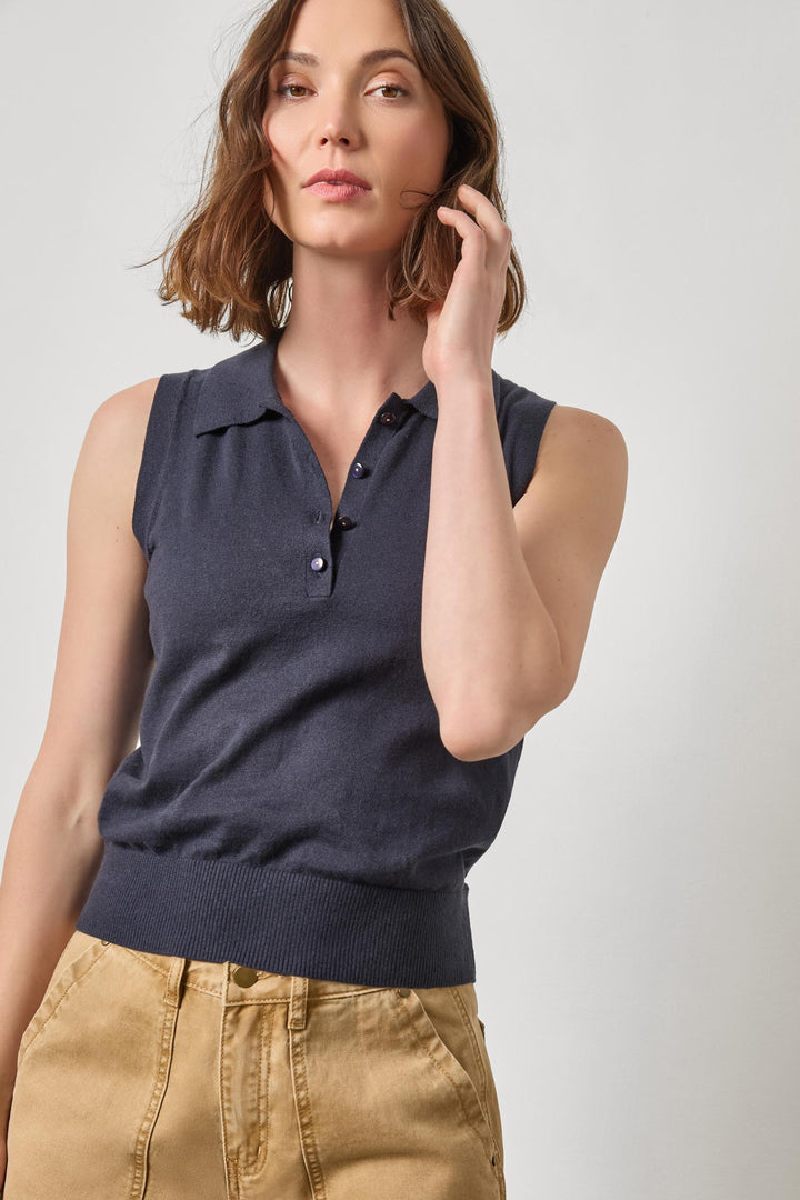 Sleeveless Polo Sweater