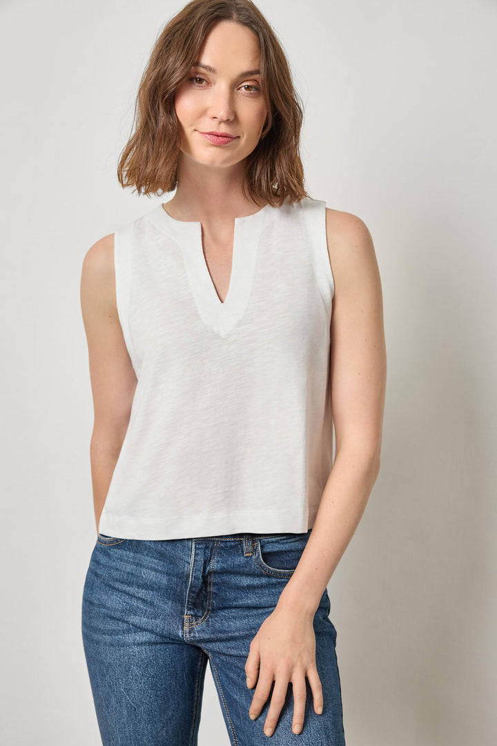 Pleat Back Split Neck Tank