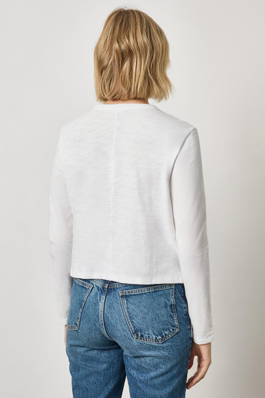 Long Sleeve Cropped Boyfriend - White