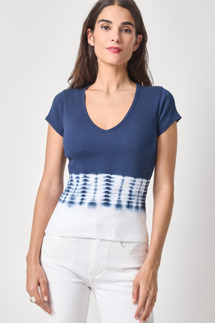 Bamboo Dye Short Sleeve V Neck